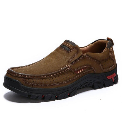 Shoes Comfortable First Layer Cowhide Leather Outdoor Sneakers Men Breathable Hiking Sports Boots Big Size 38-50 - Zebrant