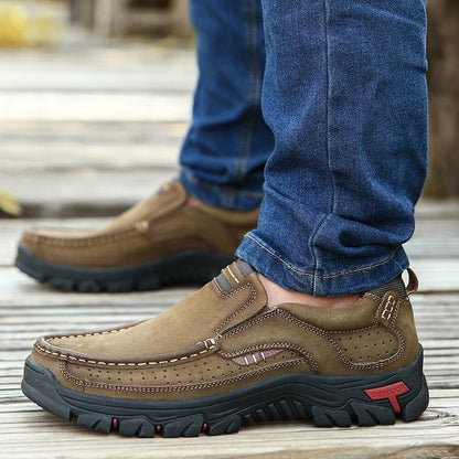 Shoes Comfortable First Layer Cowhide Leather Outdoor Sneakers Men Breathable Hiking Sports Boots Big Size 38-50 - Zebrant