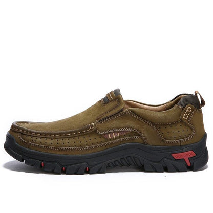 Shoes Comfortable First Layer Cowhide Leather Outdoor Sneakers Men Breathable Hiking Sports Boots Big Size 38-50 - Zebrant