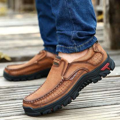 Shoes Comfortable First Layer Cowhide Leather Outdoor Sneakers Men Breathable Hiking Sports Boots Big Size 38-50 - Zebrant