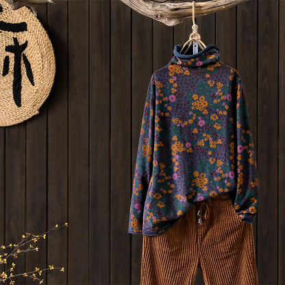 Multicolor Floral Retro Comfortable Sweater