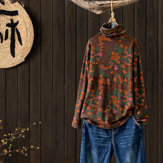 Multicolor Floral Retro Comfortable Sweater