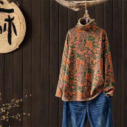 Multicolor Floral Retro Comfortable Sweater