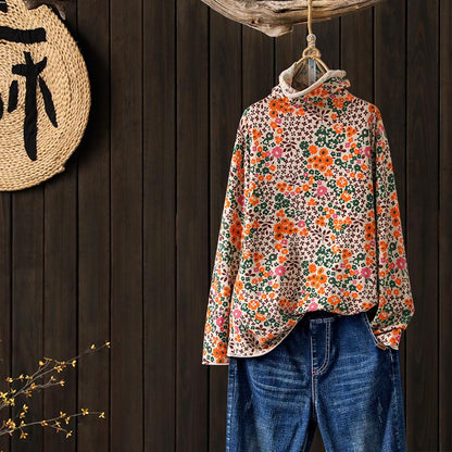 Multicolor Floral Retro Comfortable Sweater