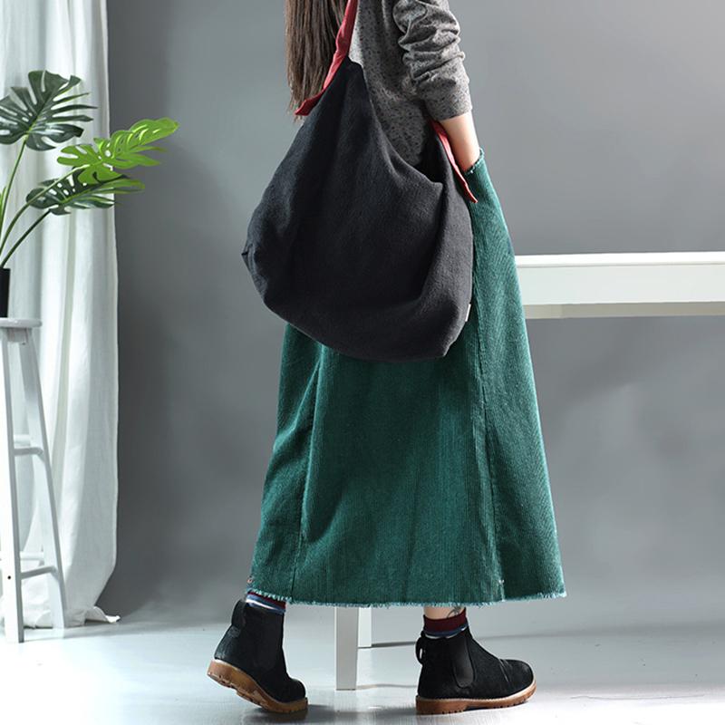 Natural Burrs Design Casual Corduroy Skirt