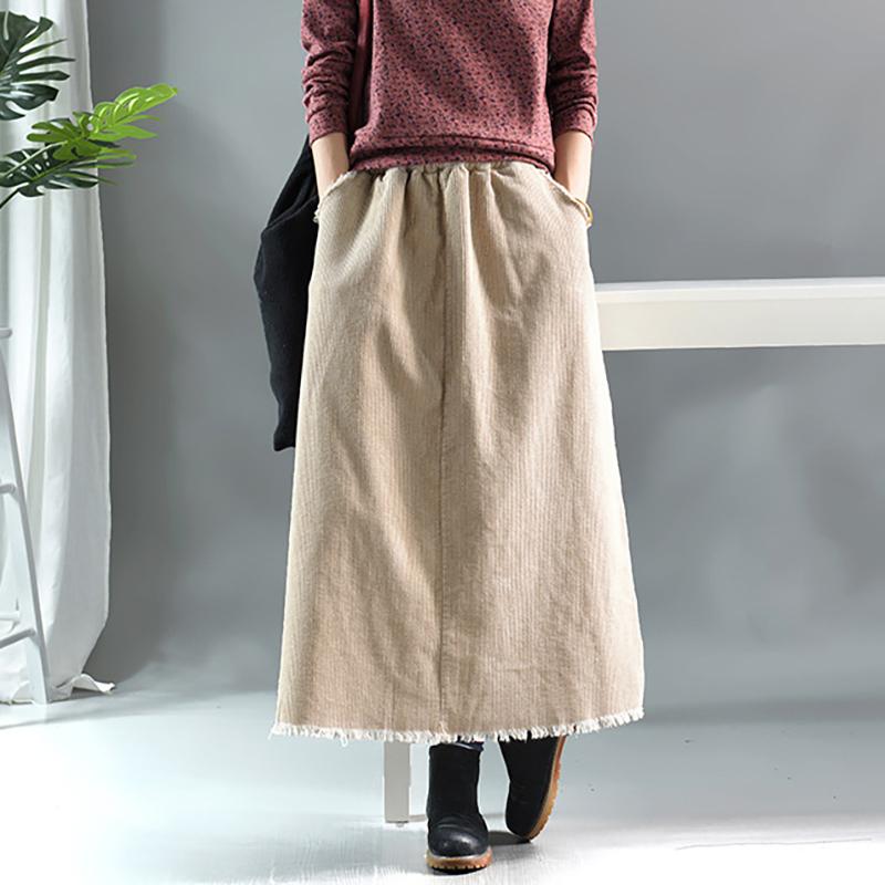 Natural Burrs Design Casual Corduroy Skirt