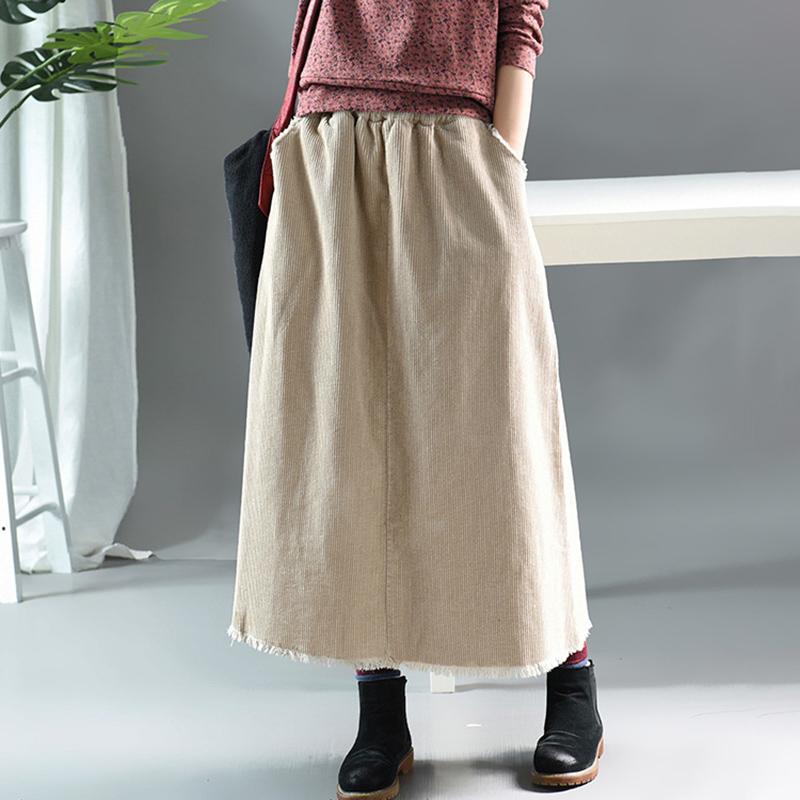 Natural Burrs Design Casual Corduroy Skirt