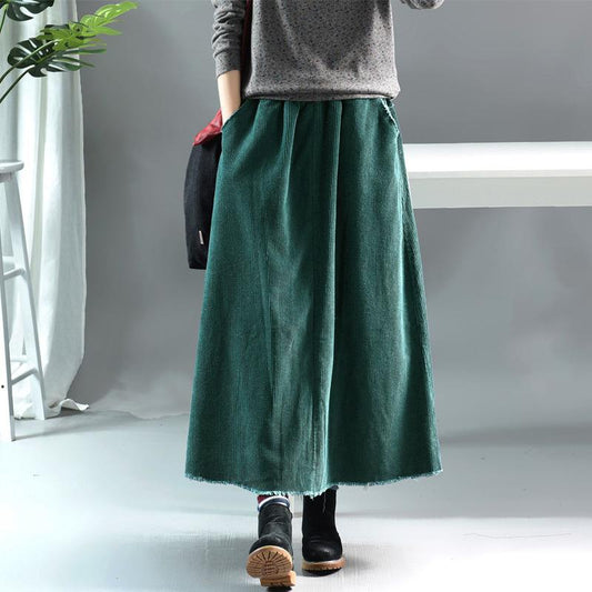 Natural Burrs Design Casual Corduroy Skirt