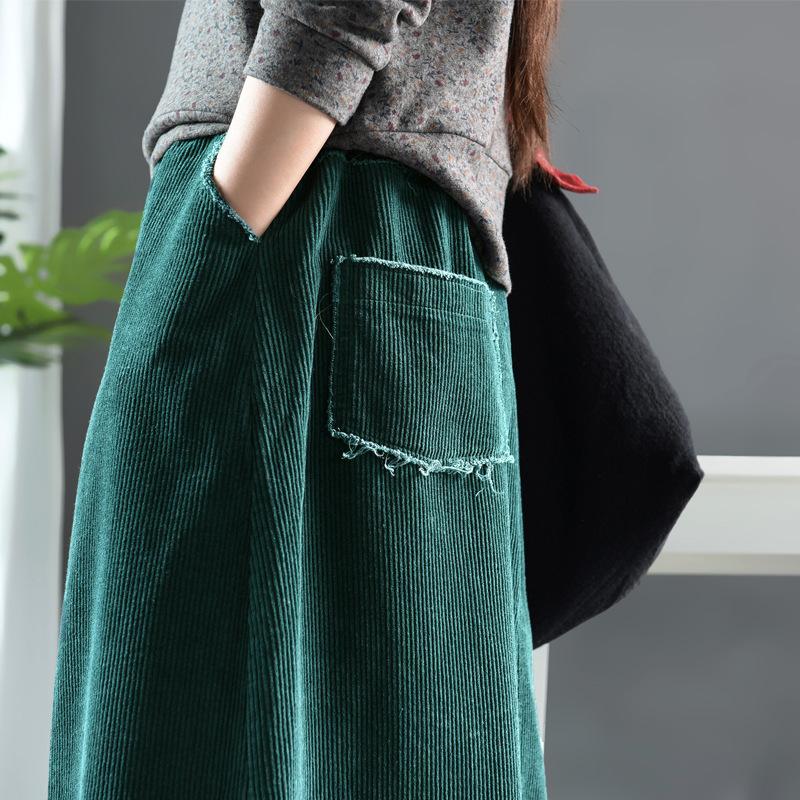 Natural Burrs Design Casual Corduroy Skirt