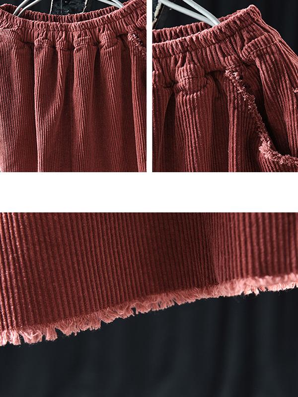 Natural Burrs Design Casual Corduroy Skirt