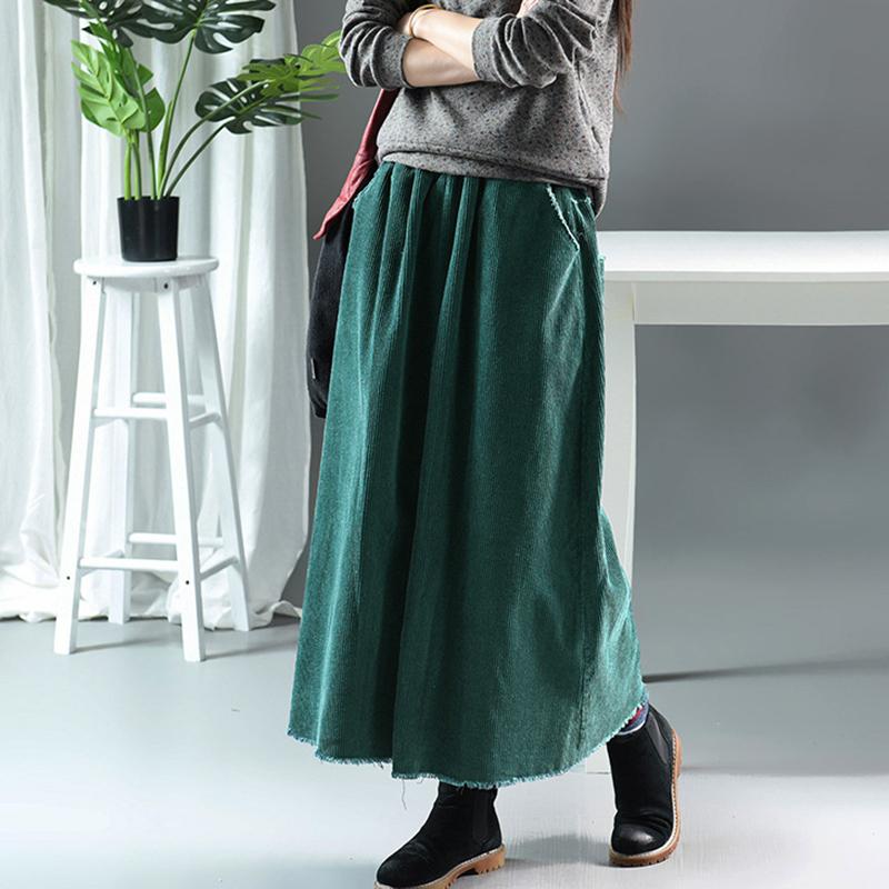 Natural Burrs Design Casual Corduroy Skirt