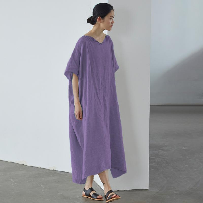 Ultra-Loose Pure Color Graceful Linen Dress