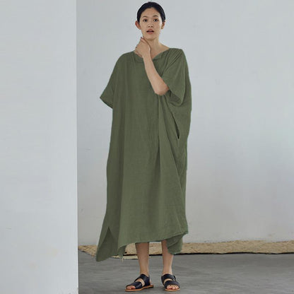 Ultra-Loose Pure Color Graceful Linen Dress