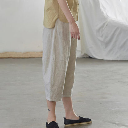 Natural Simple Solid Color Harem Pants