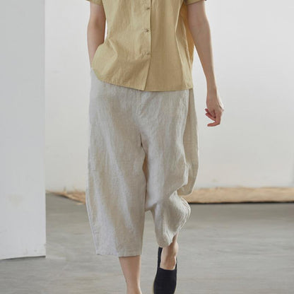 Natural Simple Solid Color Harem Pants