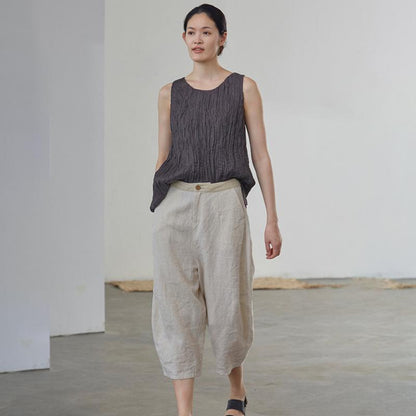 Natural Simple Solid Color Harem Pants
