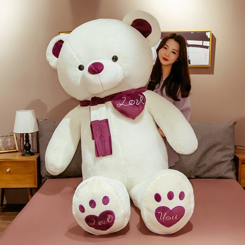 New 1PC 80CM/100CM 4 Colors Teddy Bear With Scarf Stuffed Animals LOVE Plush Toys Teddy Bear Doll Lovers Birthday Baby Girl Gift