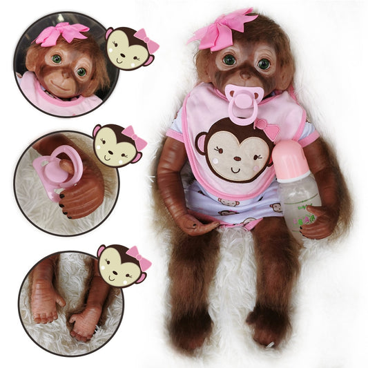 New 20inch 50CM 100% handmade reborn Monkey very soft silicone vinyl flexible Collectible art doll