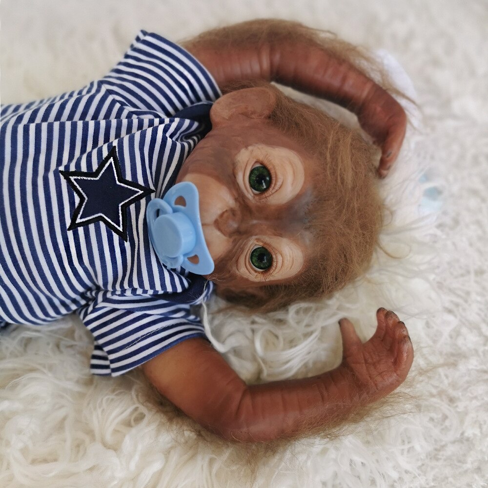 New 20inch 50CM 100% handmade reborn Monkey very soft silicone vinyl flexible Collectible art doll