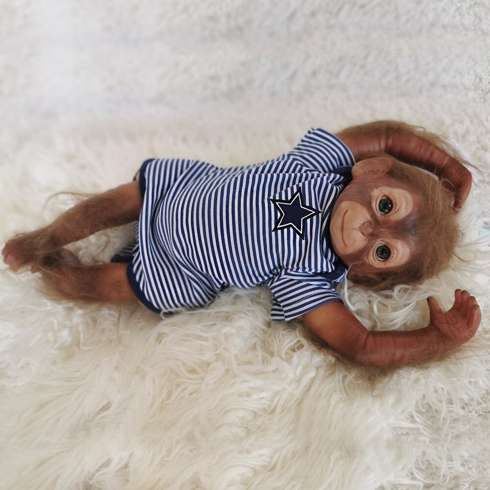 New 20inch 50CM 100% handmade reborn Monkey very soft silicone vinyl flexible Collectible art doll