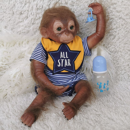New 20inch 50CM 100% handmade reborn Monkey very soft silicone vinyl flexible Collectible art doll