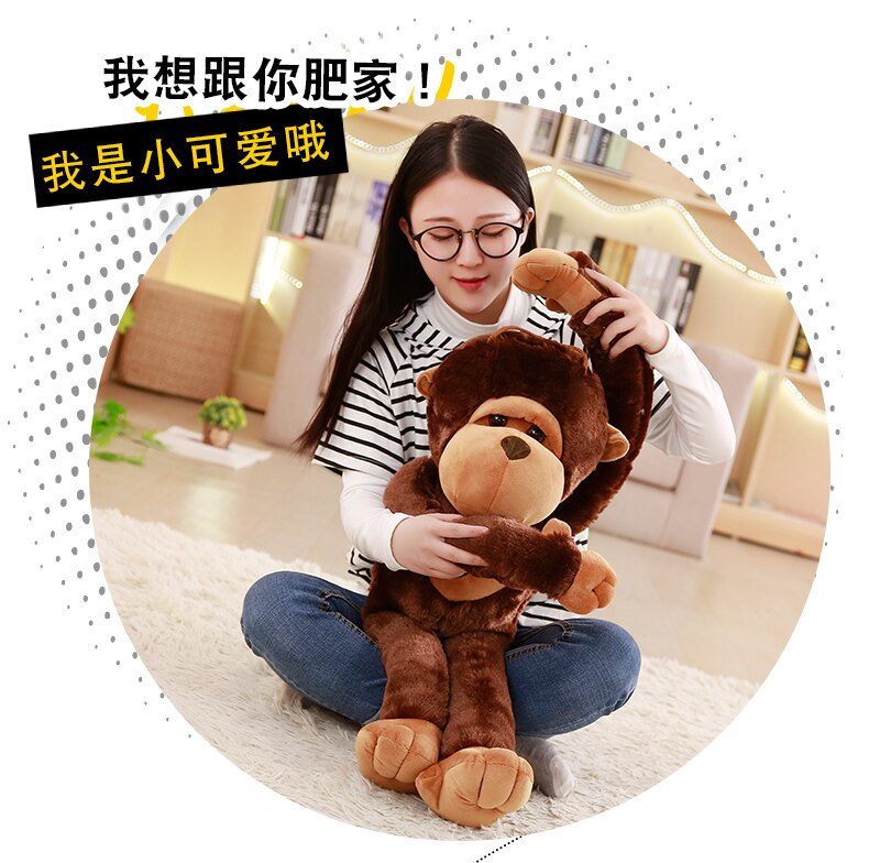 New Lovely Big Brown Monkey Plush Toy Soft Stuffed Giant Animal Doll Kid Gift Hot Toys for Children Cute Plush