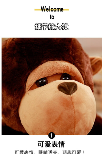 New Lovely Big Brown Monkey Plush Toy Soft Stuffed Giant Animal Doll Kid Gift Hot Toys for Children Cute Plush
