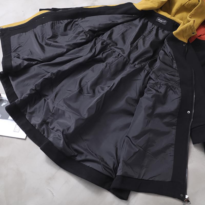 New Loose Color Matching Hooded Thick Coat