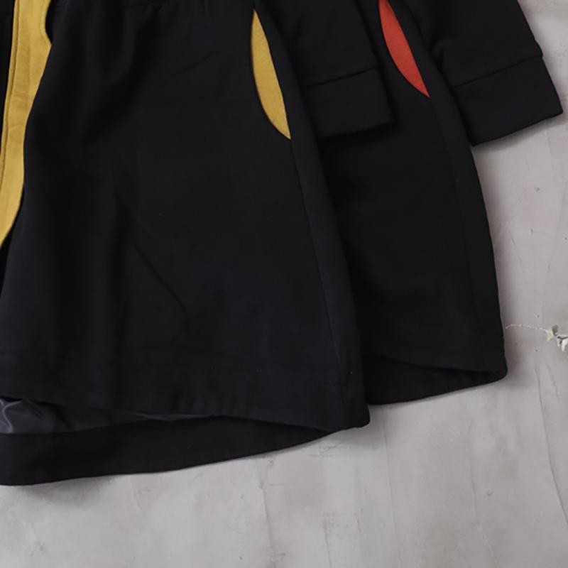 New Loose Color Matching Hooded Thick Coat