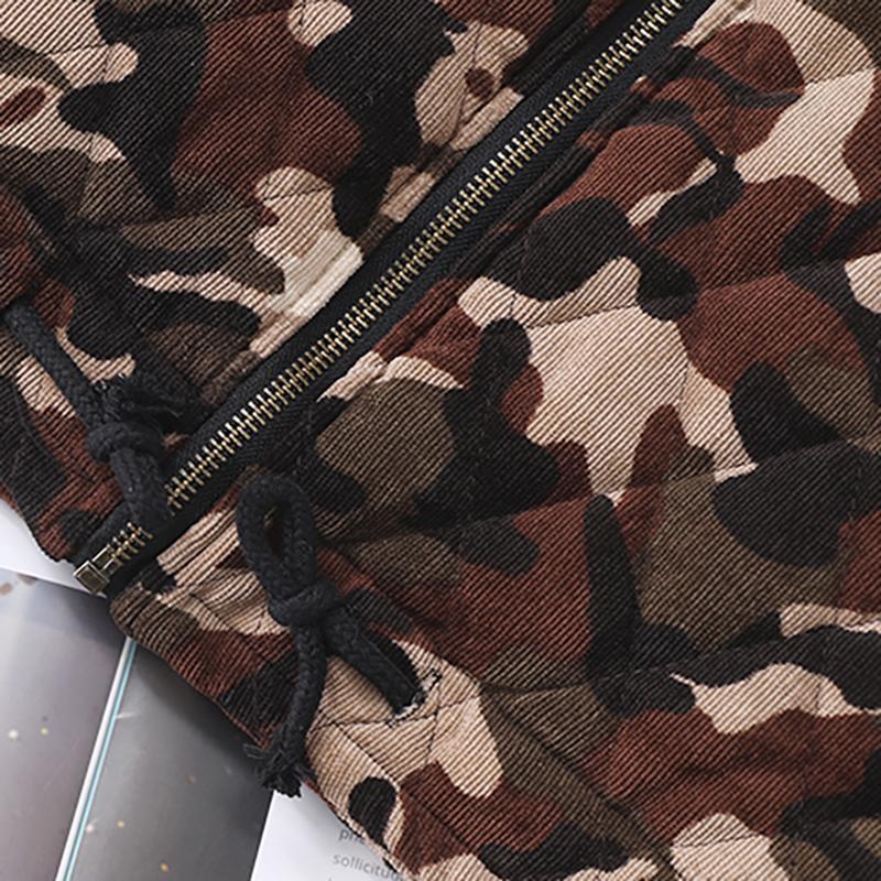 New Loose Literary Camouflage Corduroy Coat