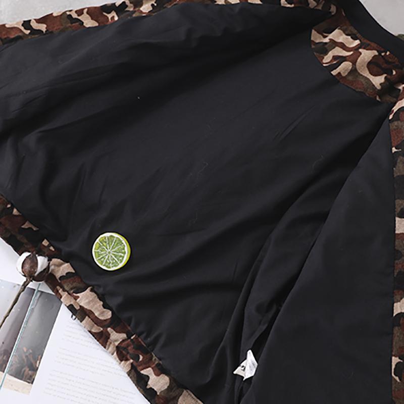 New Loose Literary Camouflage Corduroy Coat