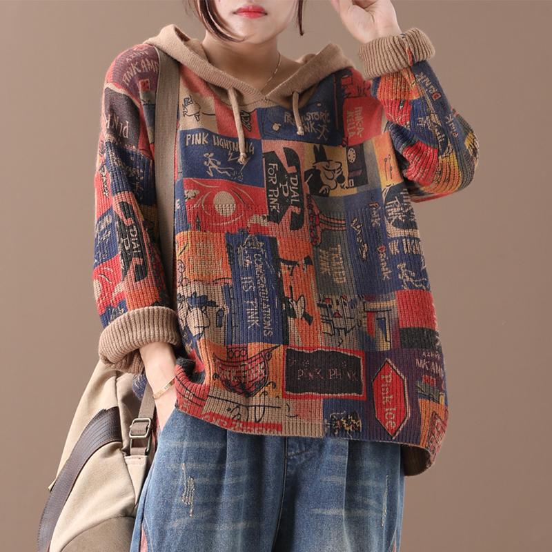 New Loose Retro Printed Pattern Sweater
