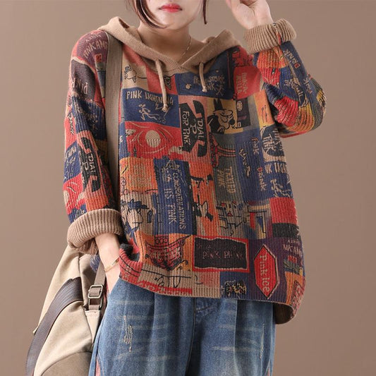 New Loose Retro Printed Pattern Sweater