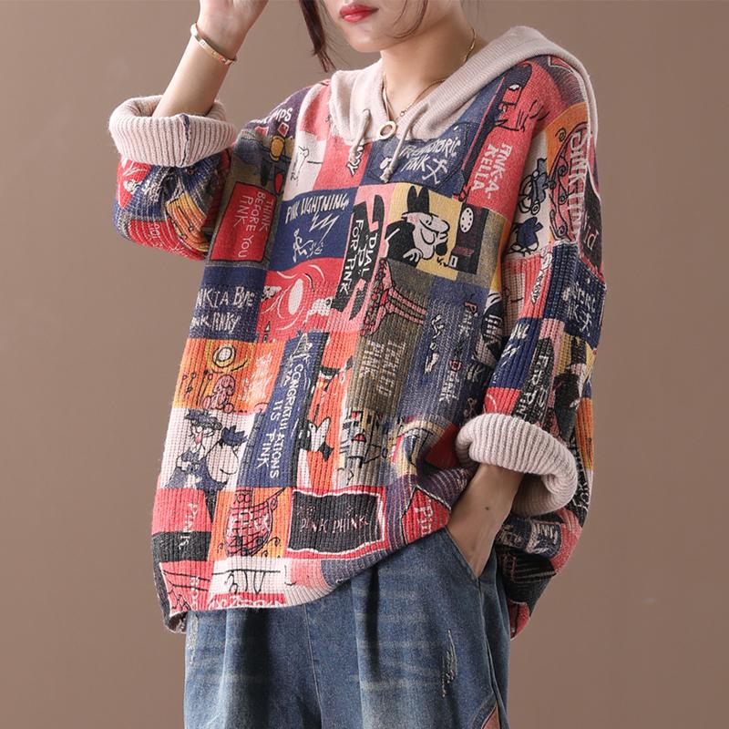 New Loose Retro Printed Pattern Sweater