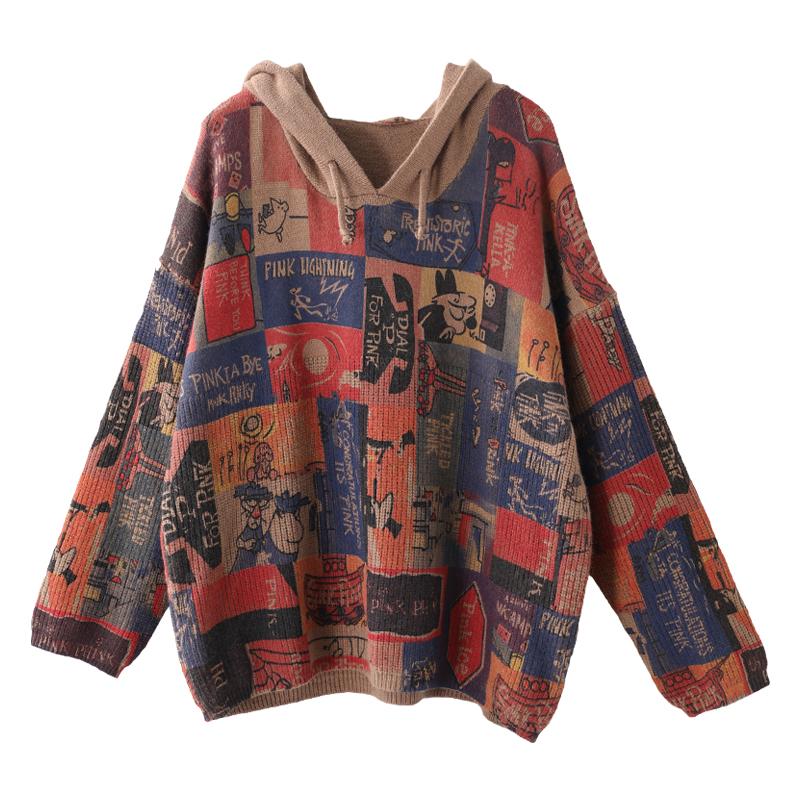 New Loose Retro Printed Pattern Sweater