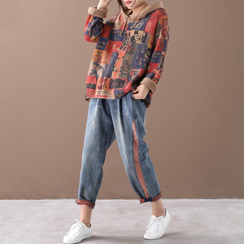 New Loose Retro Printed Pattern Sweater