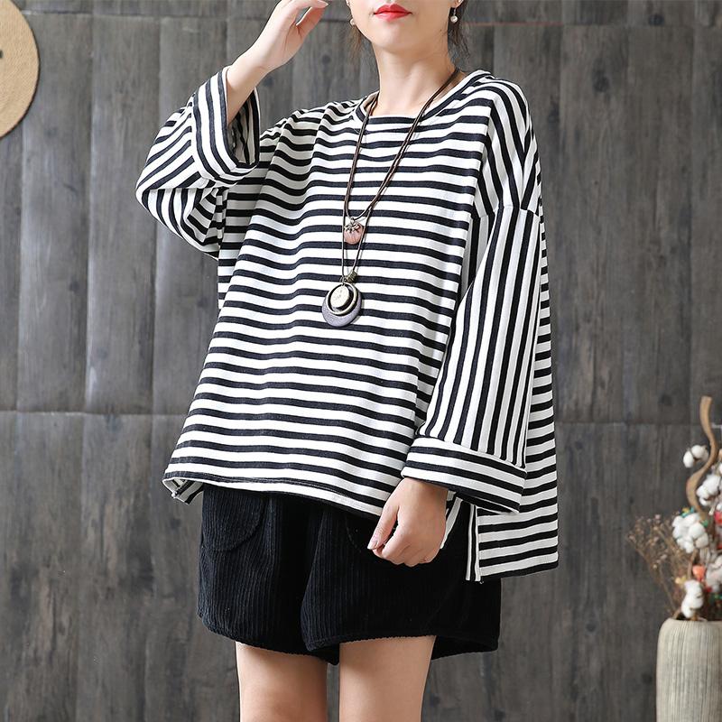New Loose Stripe Cotton Plus Size T-shirt