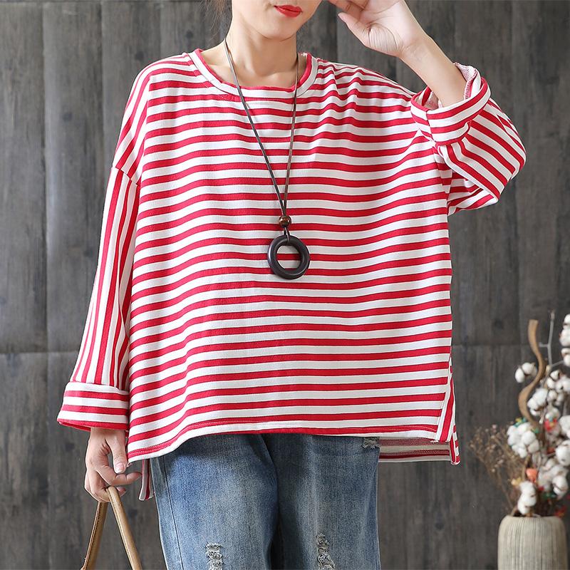 New Loose Stripe Cotton Plus Size T-shirt