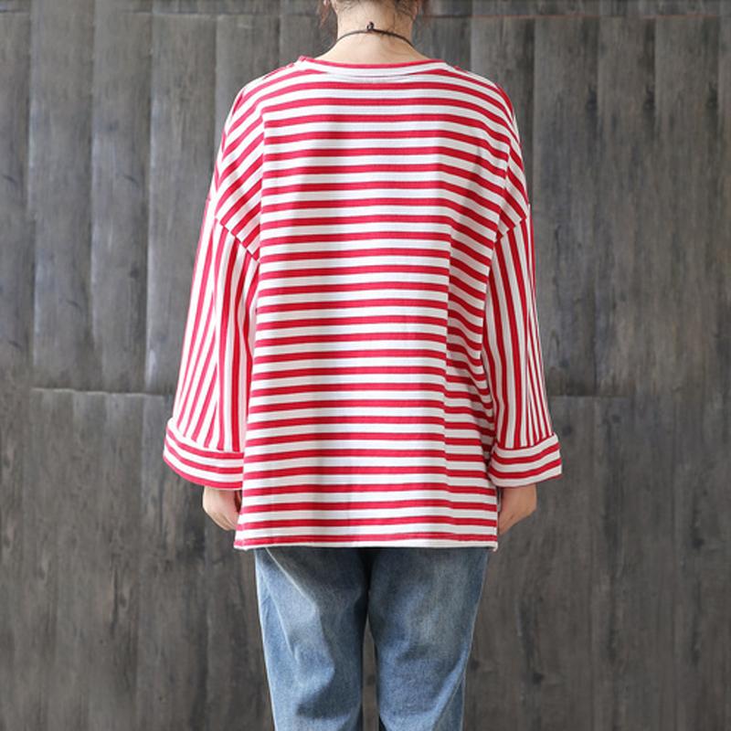 New Loose Stripe Cotton Plus Size T-shirt