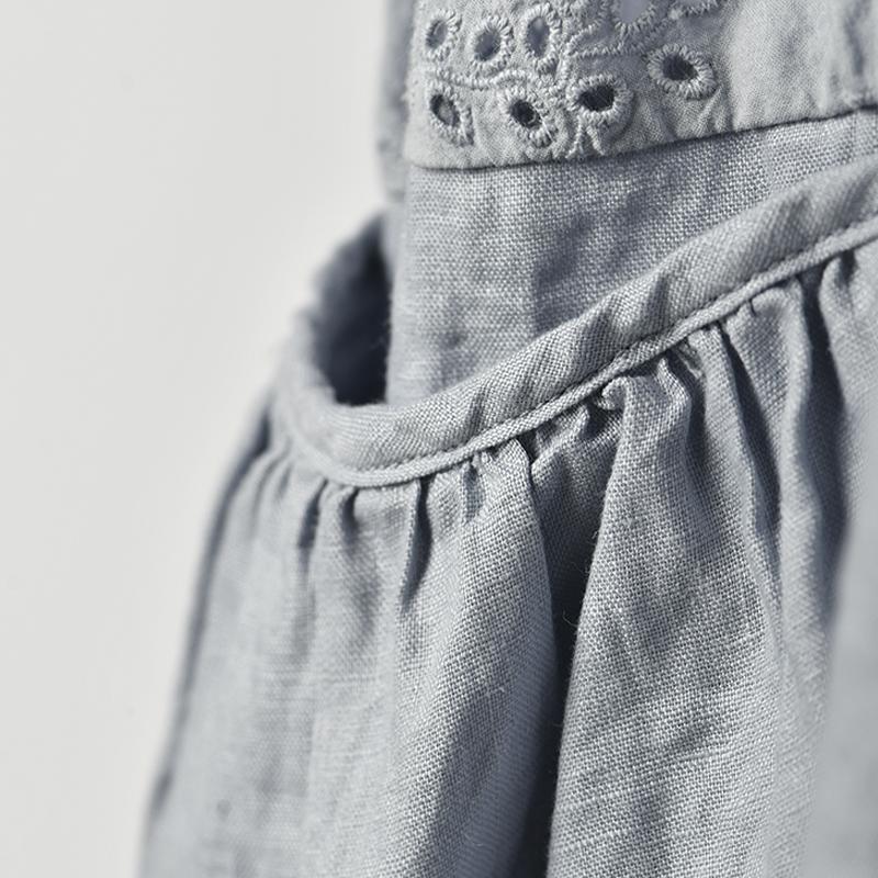 O-neck Hollow Out Cotton Women Blouse