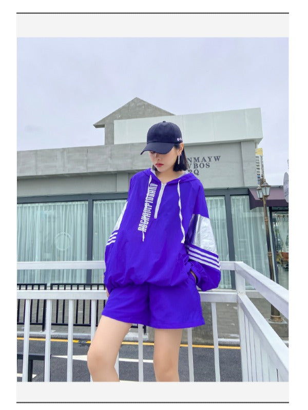 ORIGINAL STYLISH LETTER PRINT SUN-PROOF TOPS&SHORTS SUITS