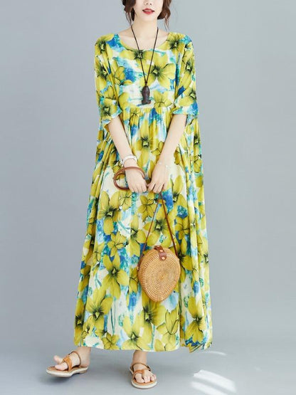 Plus Size Loose Floral Maxi Dress
