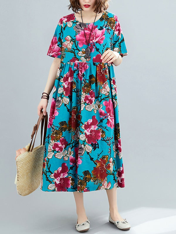 LOOSE FLOWER PRINTING NATIONAL DRESS