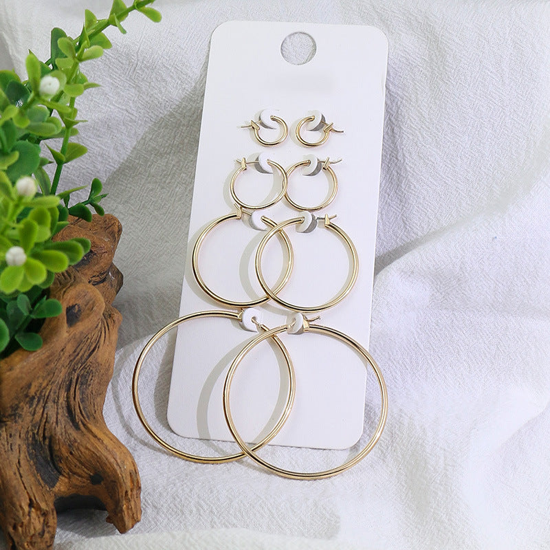 Geometric ring frosted earrings