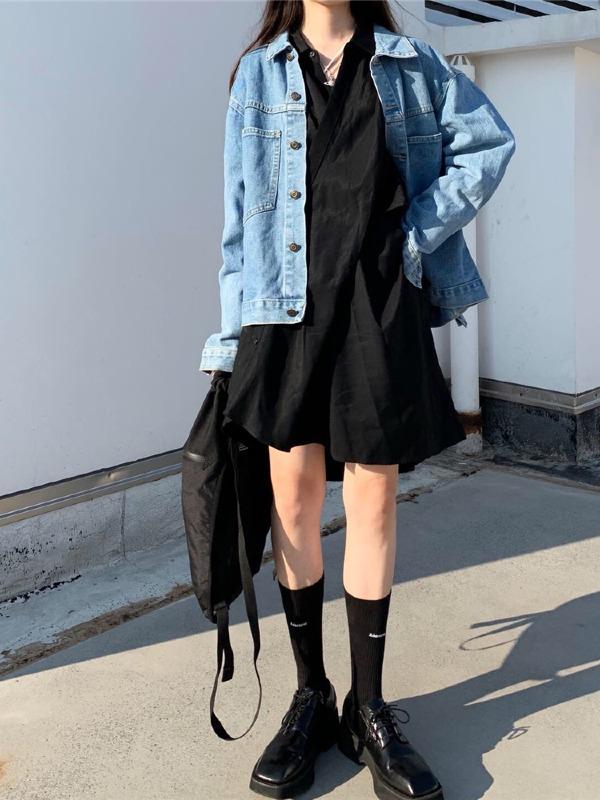 Original Solid Irregularity Shirt Dress