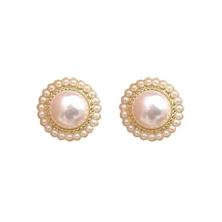 S925 silver needle high-grade vintage pearl earrings