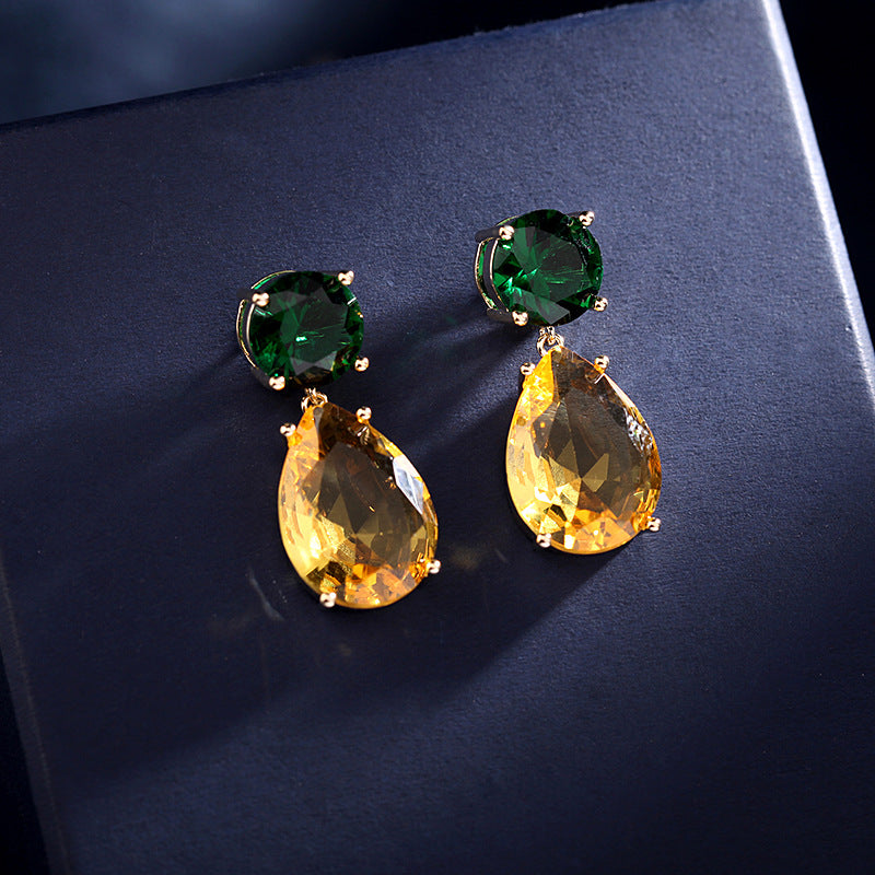 S925 silver needle ice crack zircon Water Drop Earrings