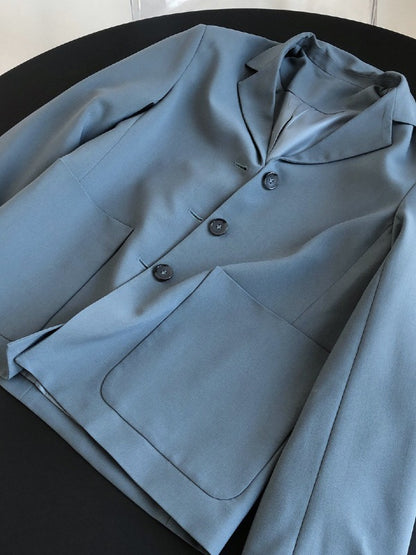 Loose Solid Casual Blazer Lapel Outwear