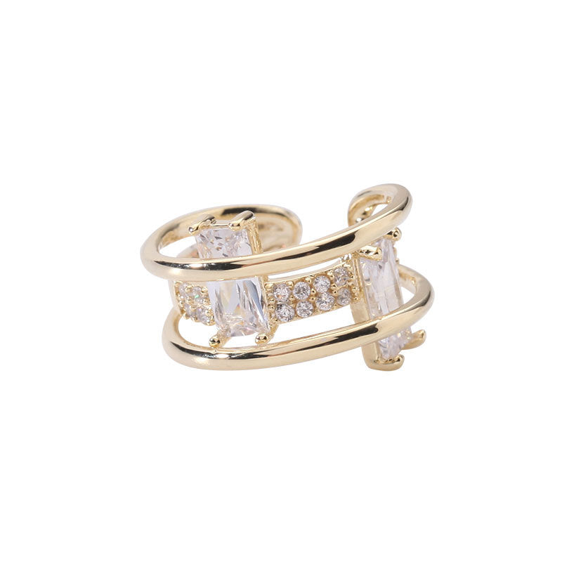 Ear buckle geometric square Zircon Earrings