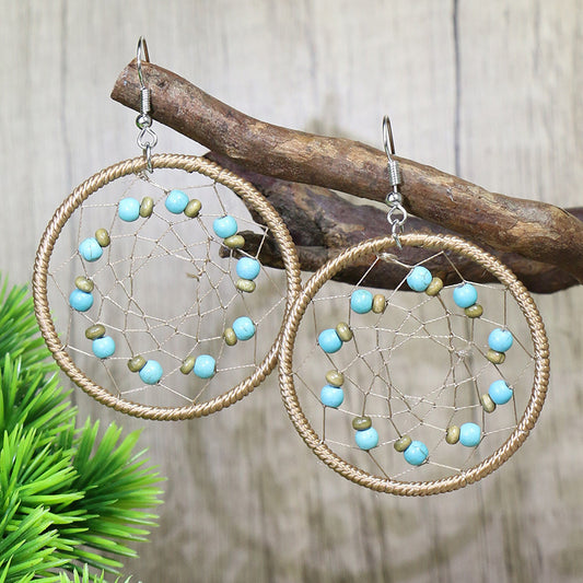 Hoop mesh turquoise earrings